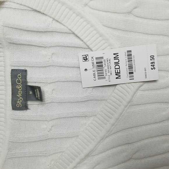 STYLE & CO Women's vneck ribbed sweater longsleeve sz medium nwt - Picture 2 of 6